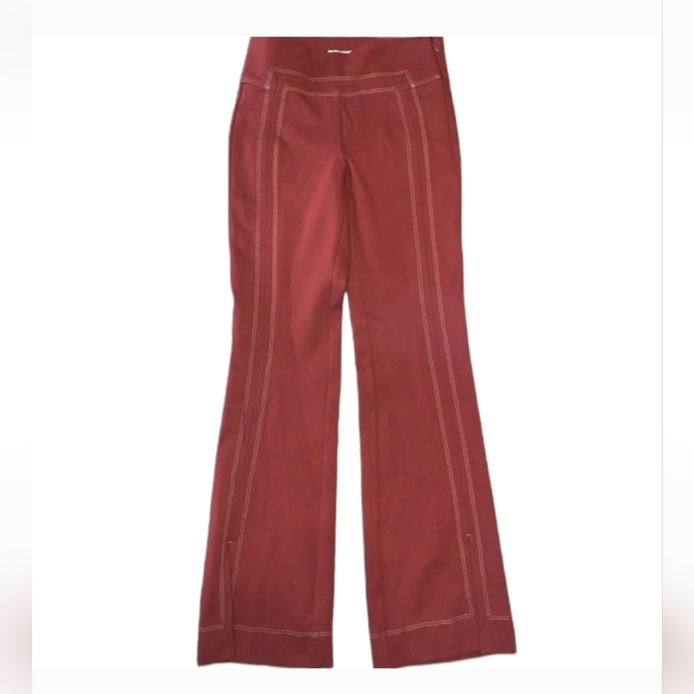 Anthropologie Contrast Stitching Retro Flare Split Ankle Essential Trouser Sz6